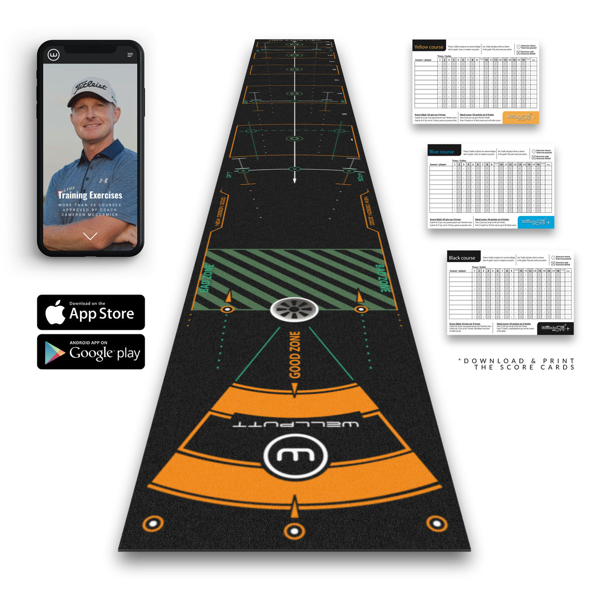 Wellputt Premium Putting Mat 4m x 50cm - High Speed (Black)