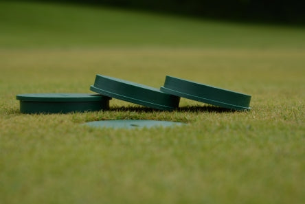 Shallow Hole Cup Cover (HDPE in green) for artificial grass installed hole cup - Active Golf Projects
