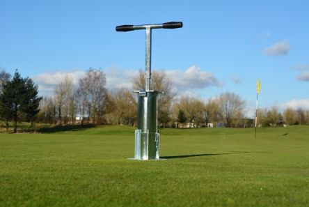 Twin Blade 'Easicut' Holecutter (4.25 inch diameter). Supplied with Re-inforced blades - Active Golf Projects