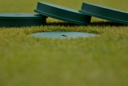 Shallow Hole Cup Cover (HDPE in green) for artificial grass installed hole cup - Active Golf Projects