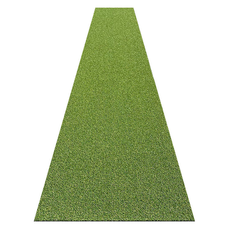 A premium artificial green putting mat.